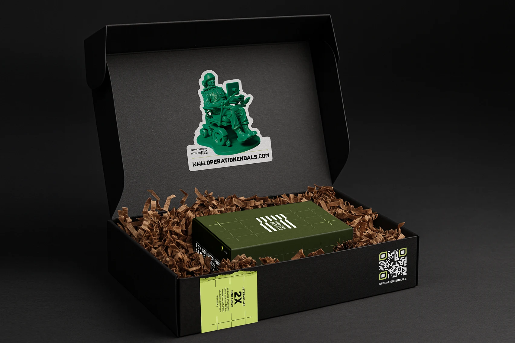 Operation: End ALS toy soldier in a shipping box
